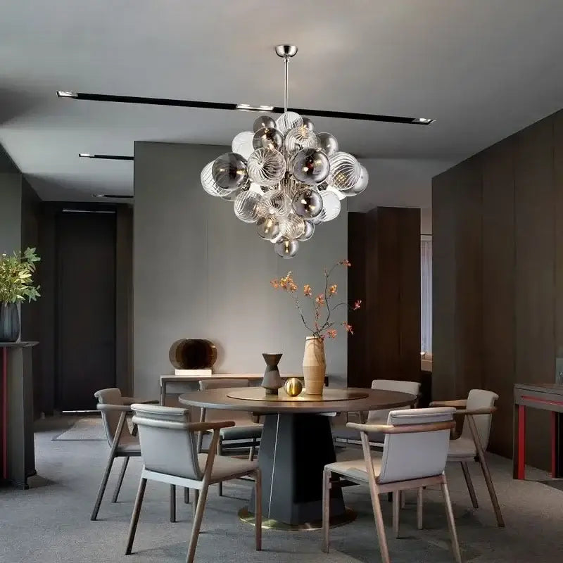 Gray Bubble Glass Chandelier
