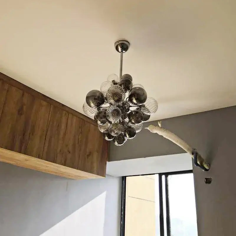 Gray Bubble Glass Chandelier
