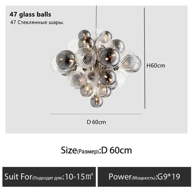 Gray Bubble Glass Chandelier