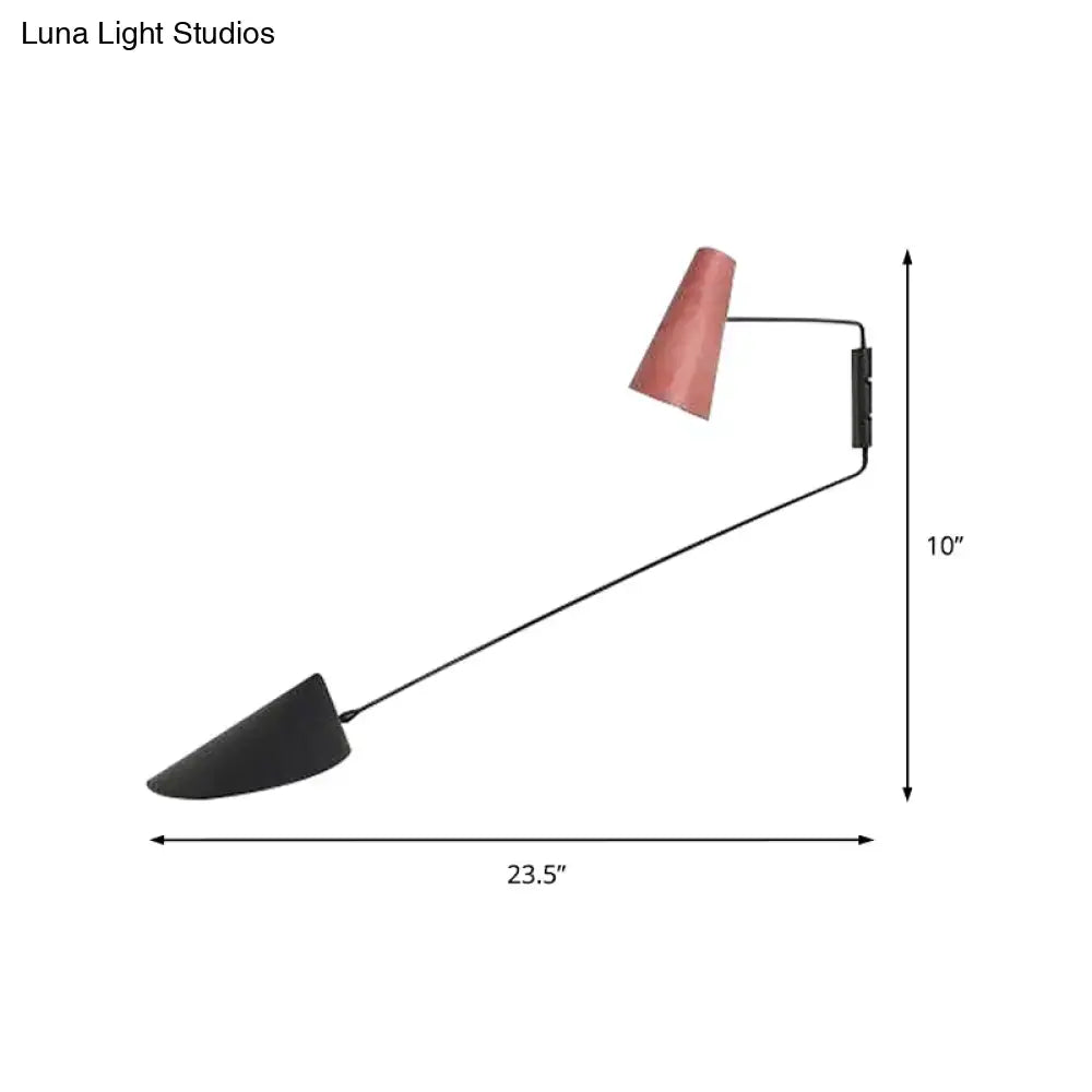 Gray Cone Wall Sconce Black Rod 10-Inch