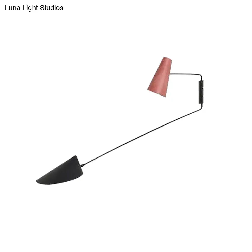 Gray Cone Wall Sconce Black Rod 10-Inch