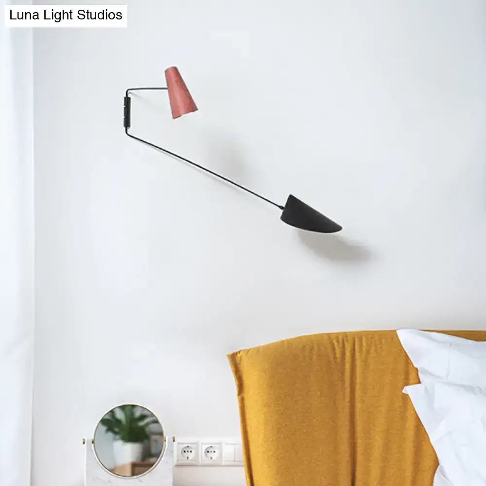 Gray Cone Wall Sconce Black Rod 10-Inch