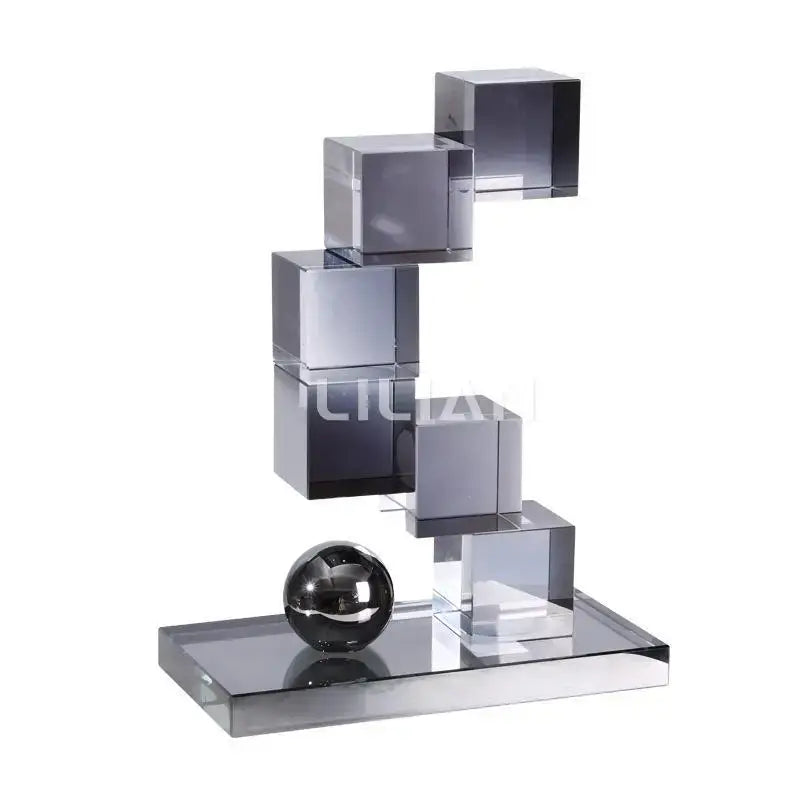 Gray Geometric Glass Ornaments
