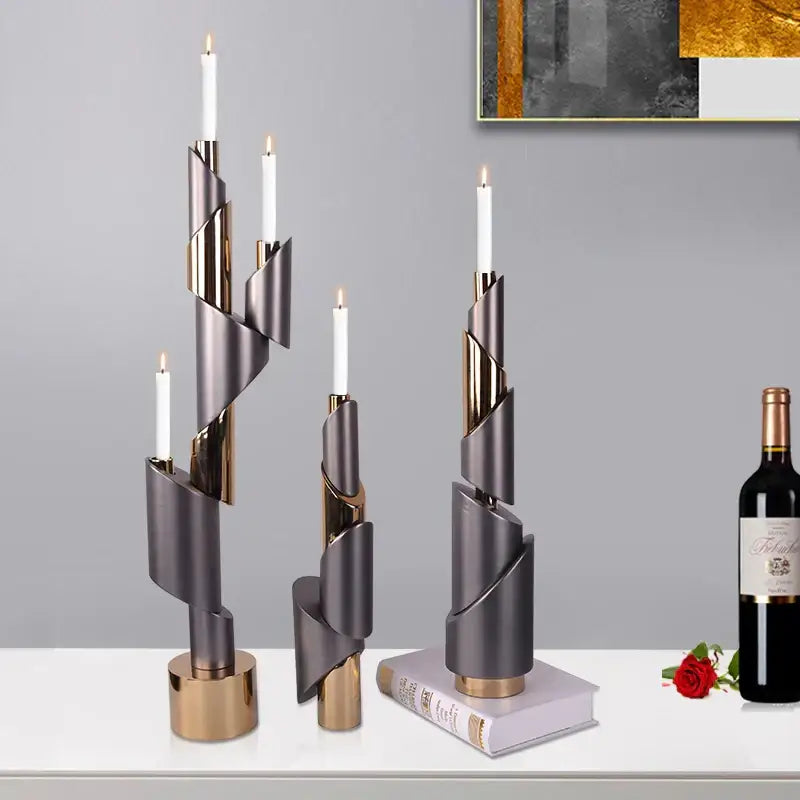 Gold Helical Candle Holder