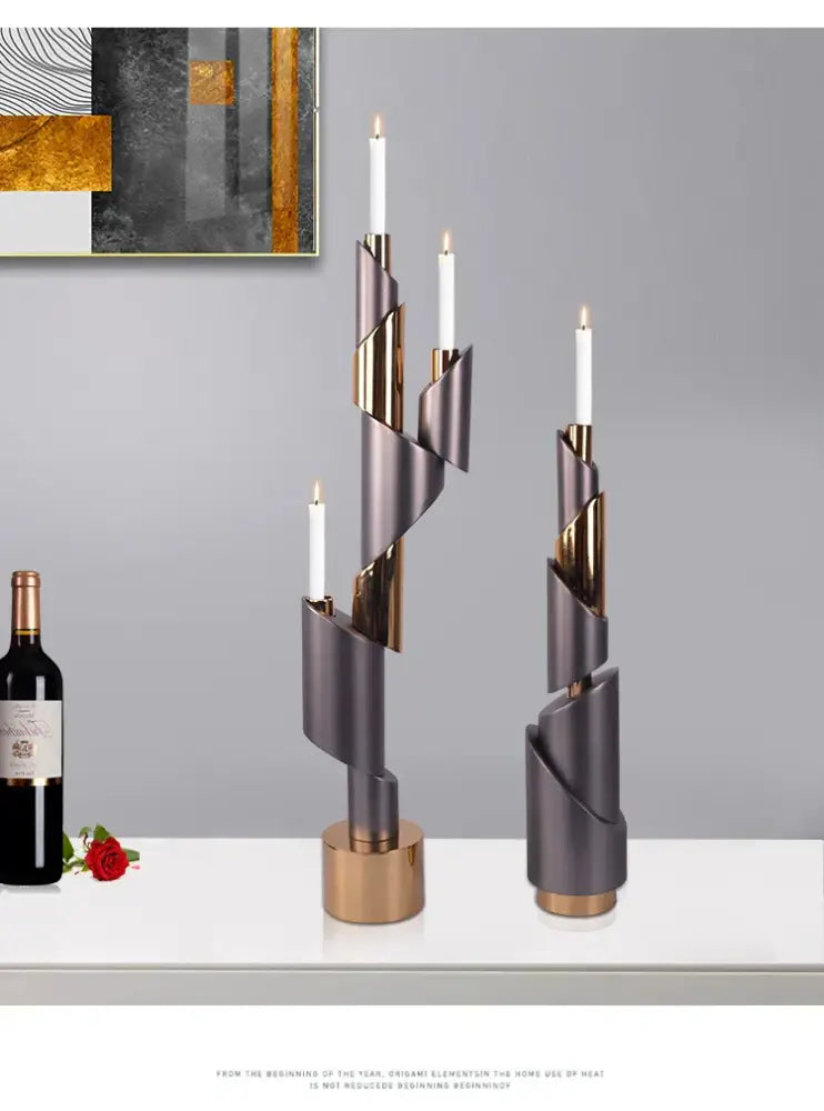 Gold Helical Candle Holder