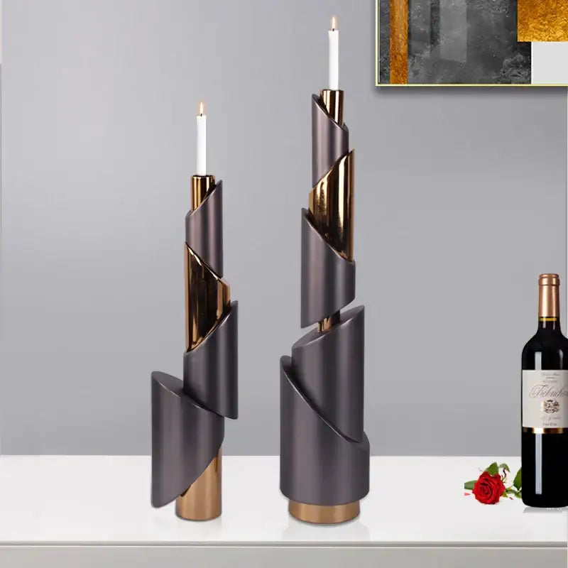 Gold Helical Candle Holder