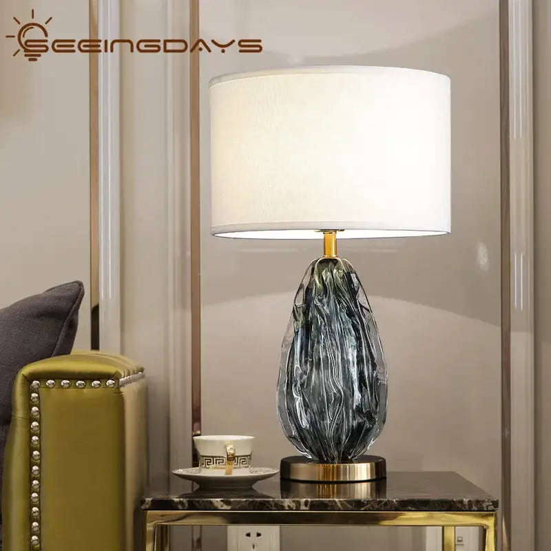 Gray Swirl Crystal Lamp