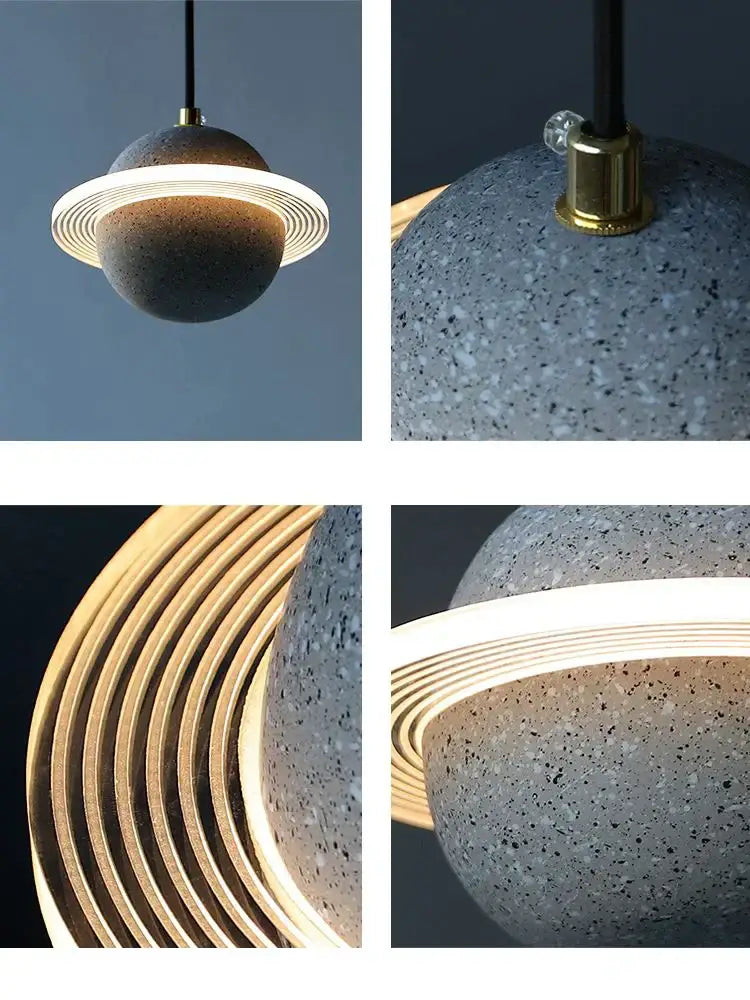 Gray Cement Pendant Light Planetary Design