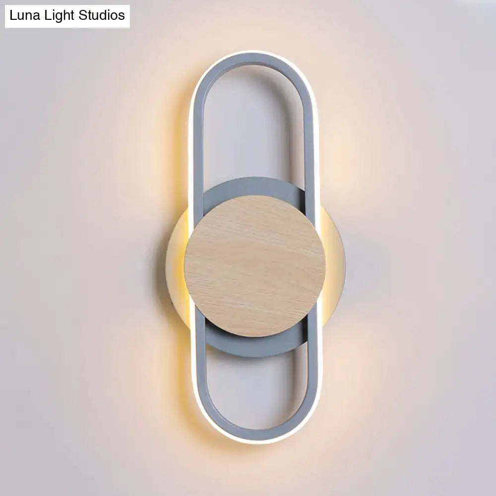 Gray Wood Geometric Sconce