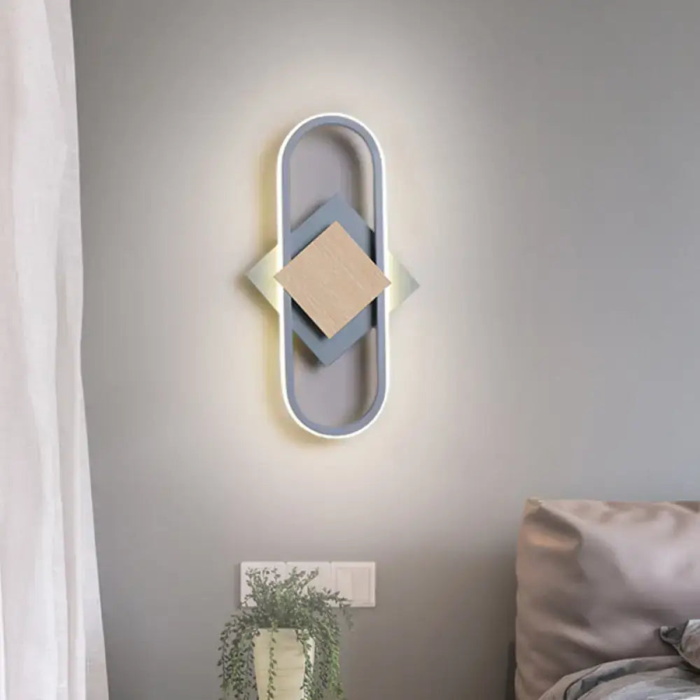 Gray Wood Geometric Sconce
