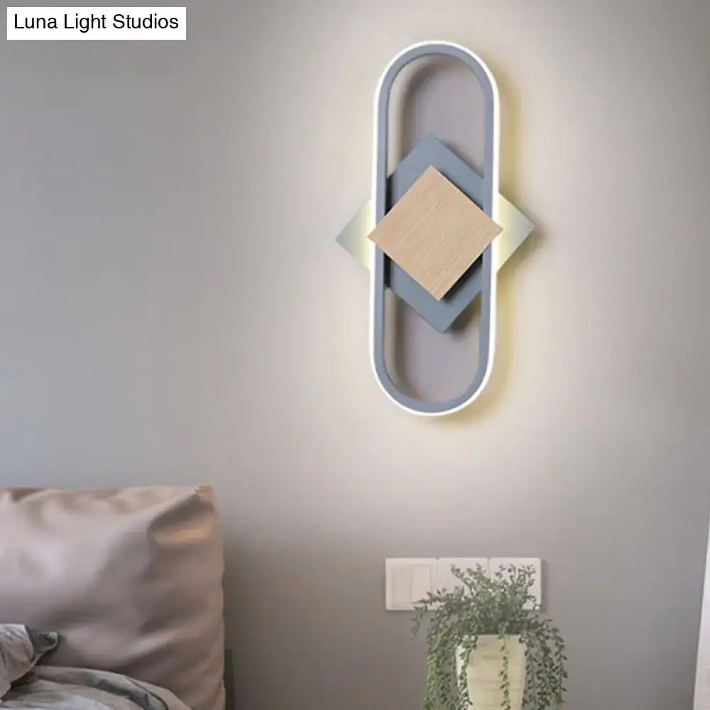 Gray Wood Geometric Sconce