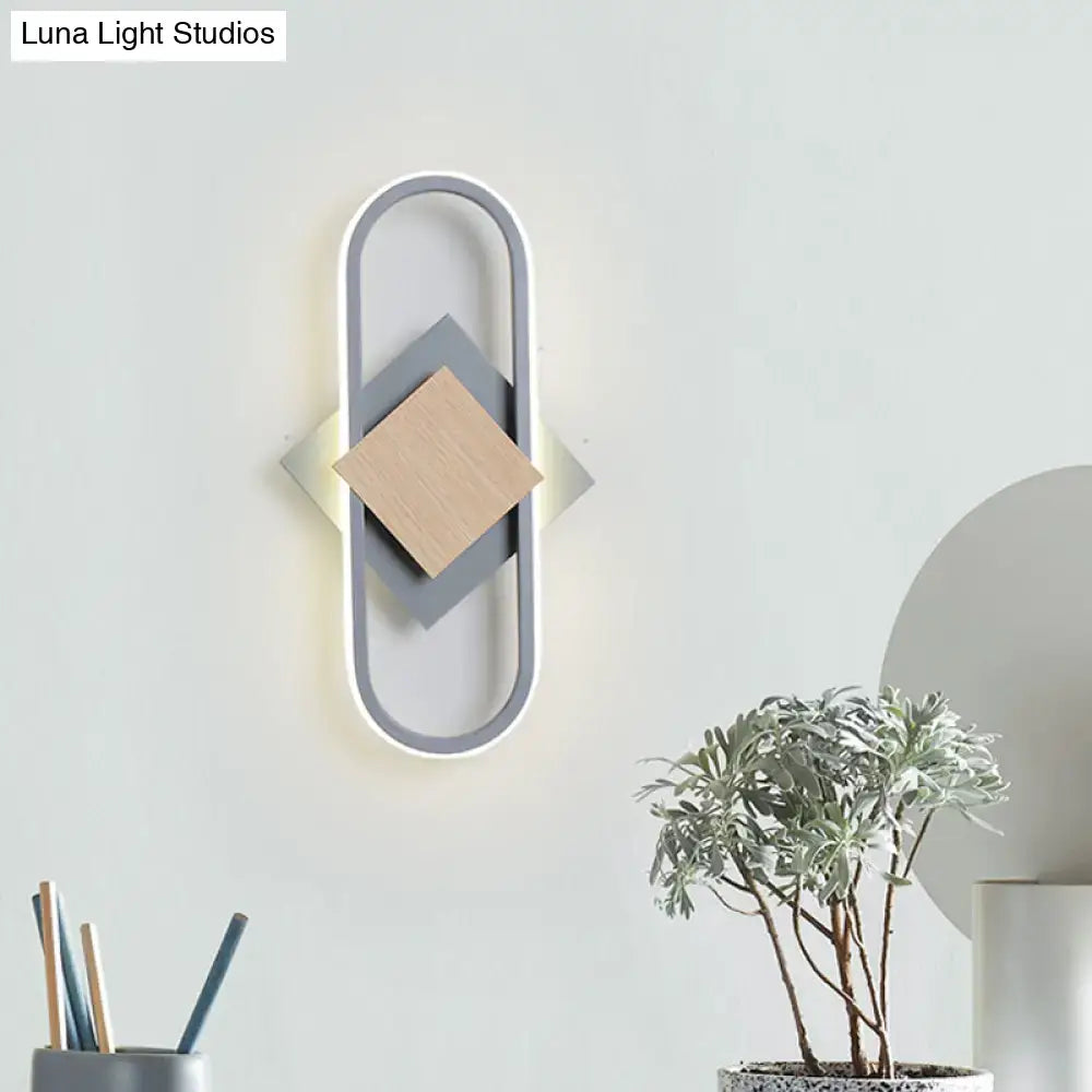 Gray Wood Geometric Sconce