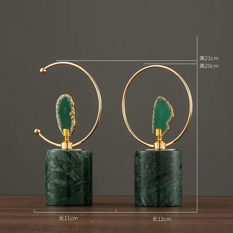Green Gold Agate Sculpture