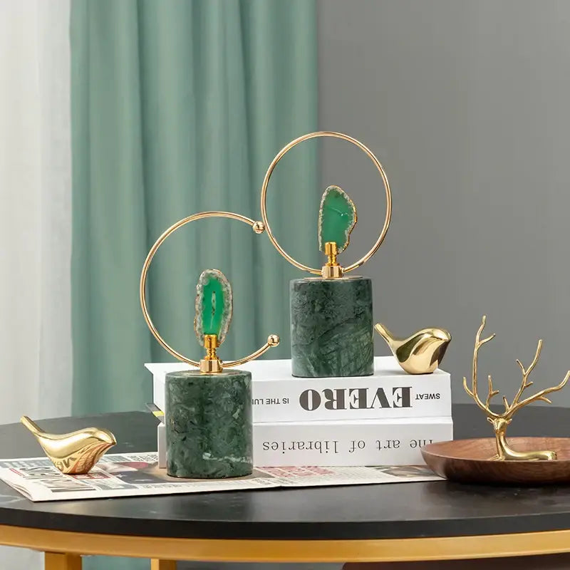 Green Gold Agate Sculpture