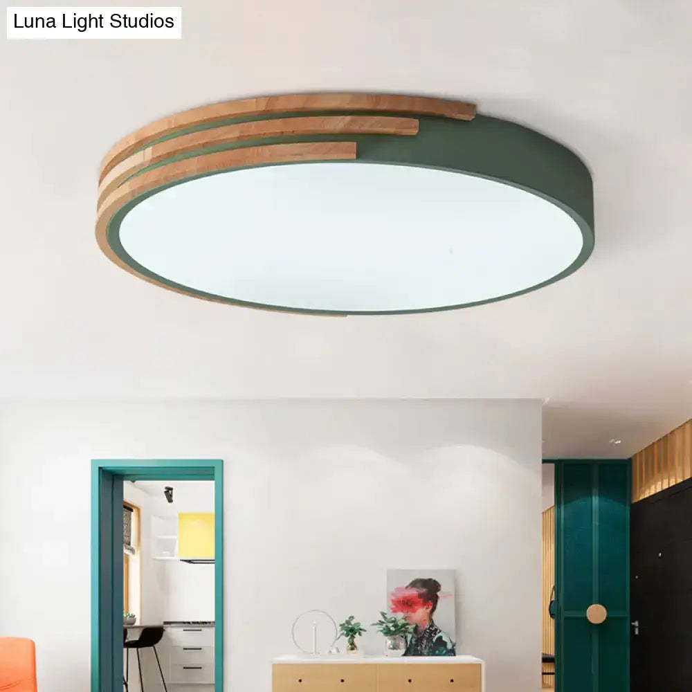 Green Wood Ceiling Light