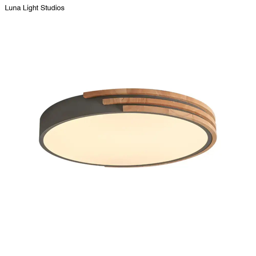 Green Wood Round Ceiling Light