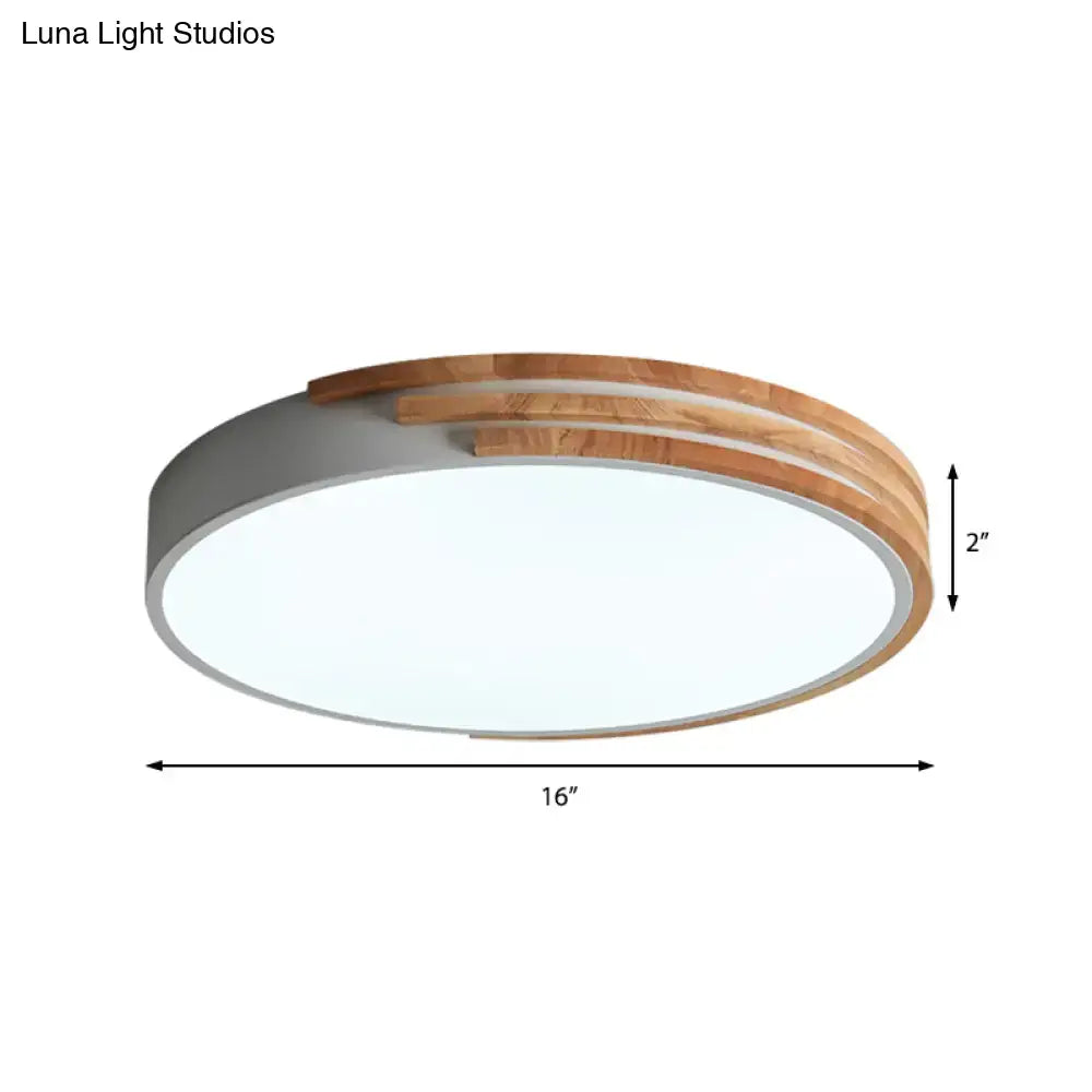 Green Wood Round Ceiling Light