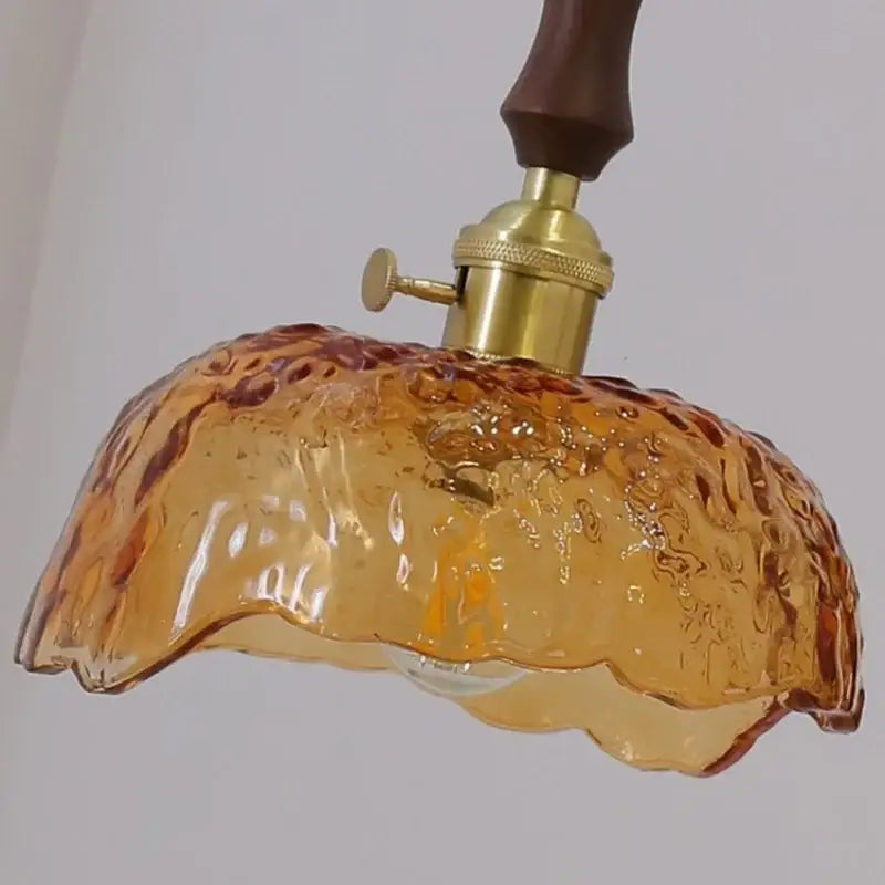 Green Glass Wood Pendant Light