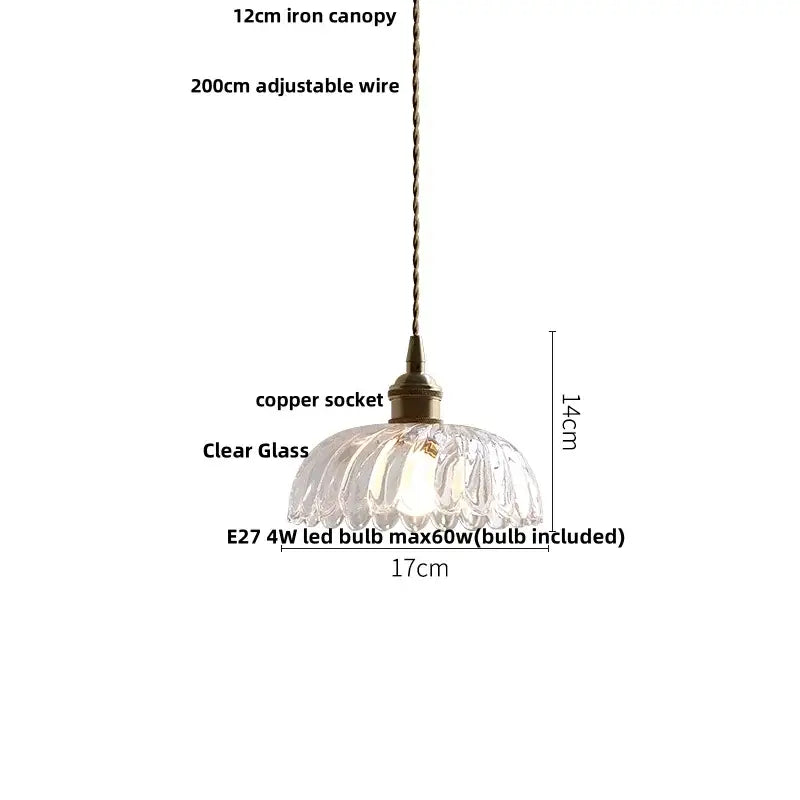 Green Glass Wood Pendant Light