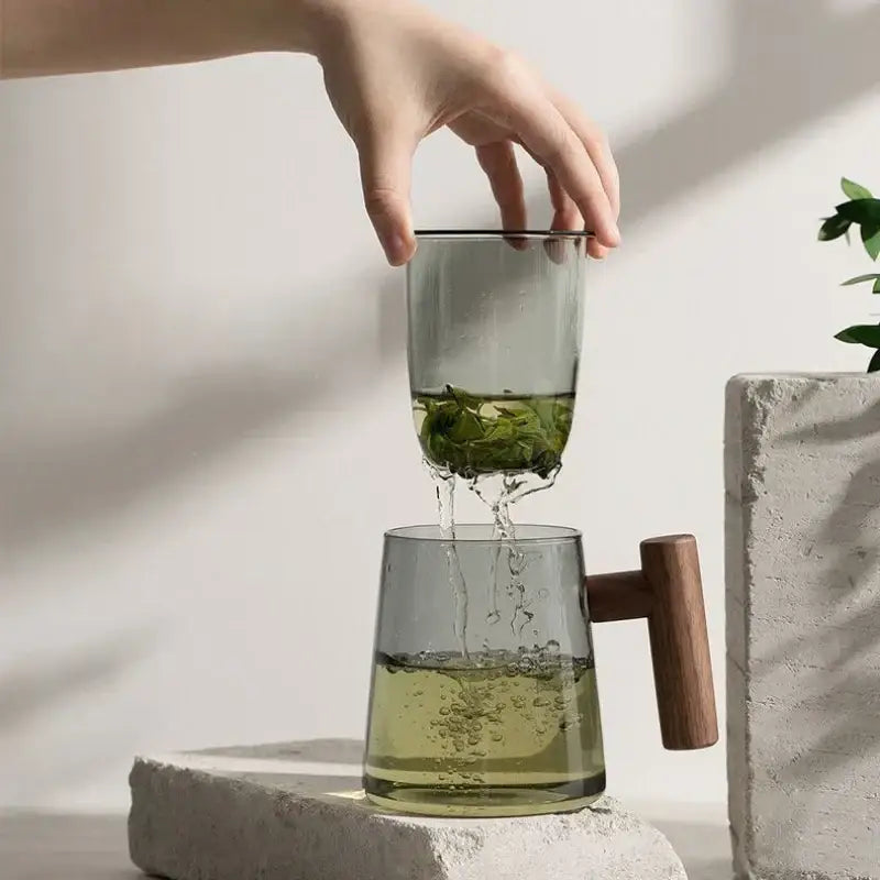 Green Gray Glass Tea Set