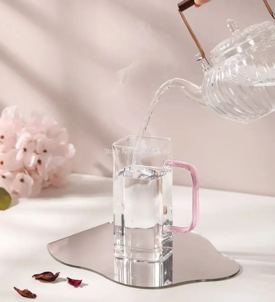 Green Handle Glass Mug