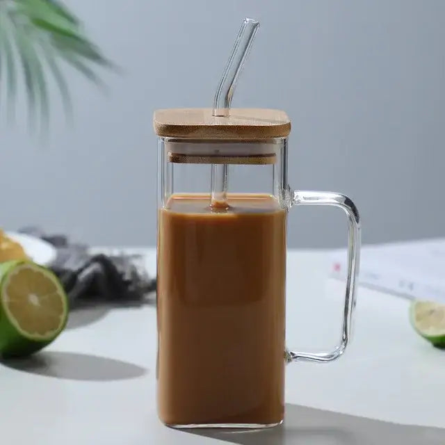 Green Handle Glass Mug