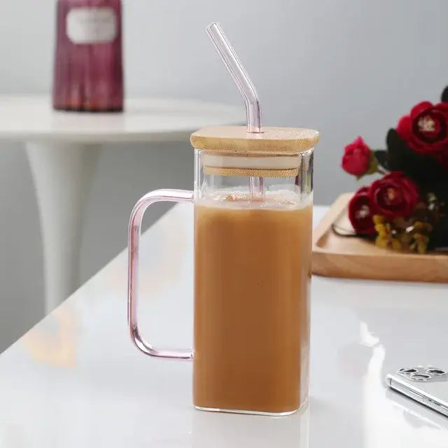 Green Handle Glass Mug