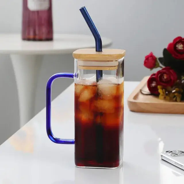 Green Handle Glass Mug