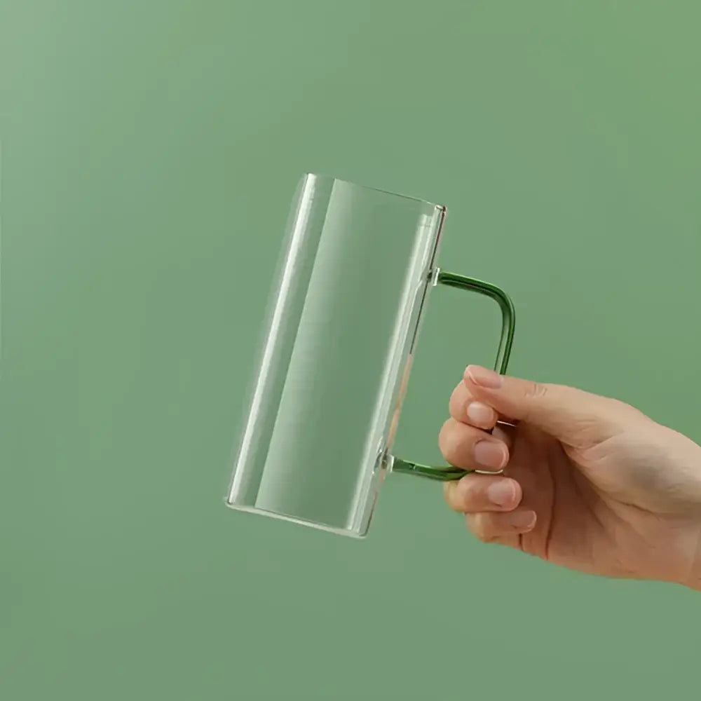 Green Handle Glass Mug