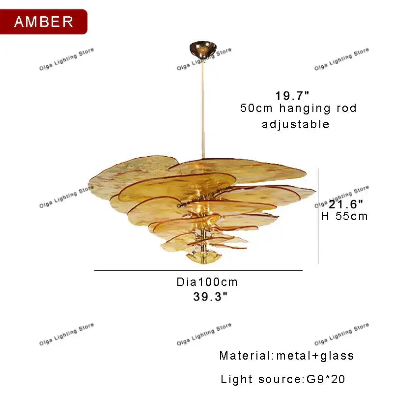Green Leaf Glass Chandelier