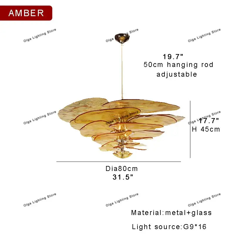 Green Leaf Glass Chandelier
