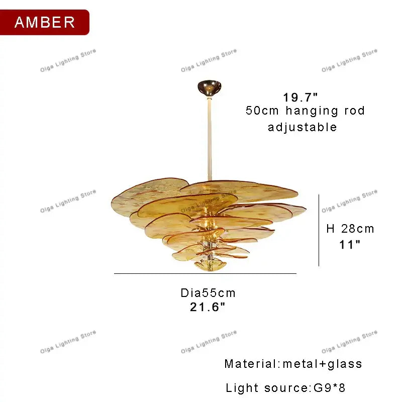 Green Leaf Glass Chandelier