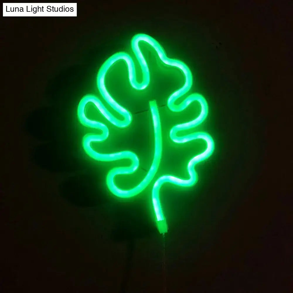 Green Leaf Neon Wall Light