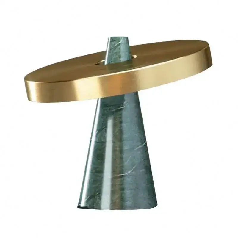 Green Marble Table Lamp with Gold Shade Tricolor