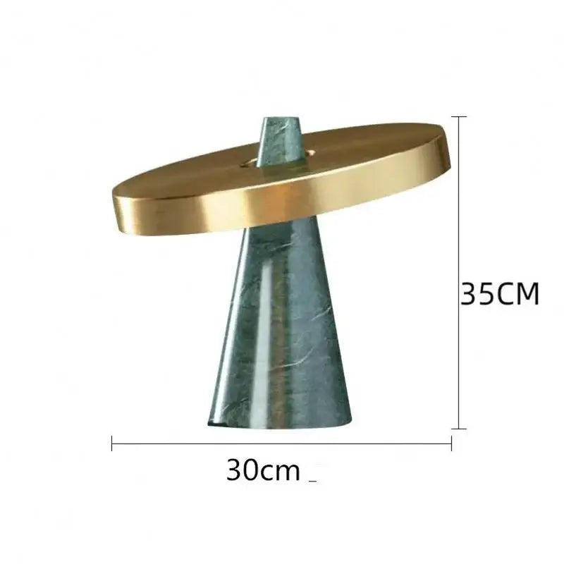 Green Marble Table Lamp with Gold Shade Tricolor