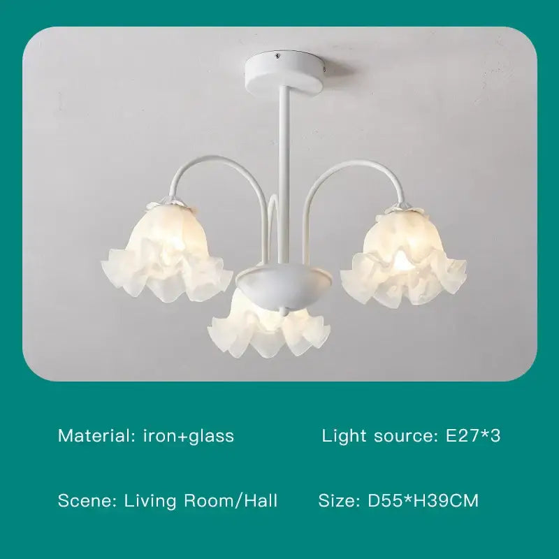 Green White Glass Chandelier
