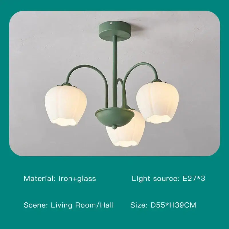 Green White Glass Chandelier
