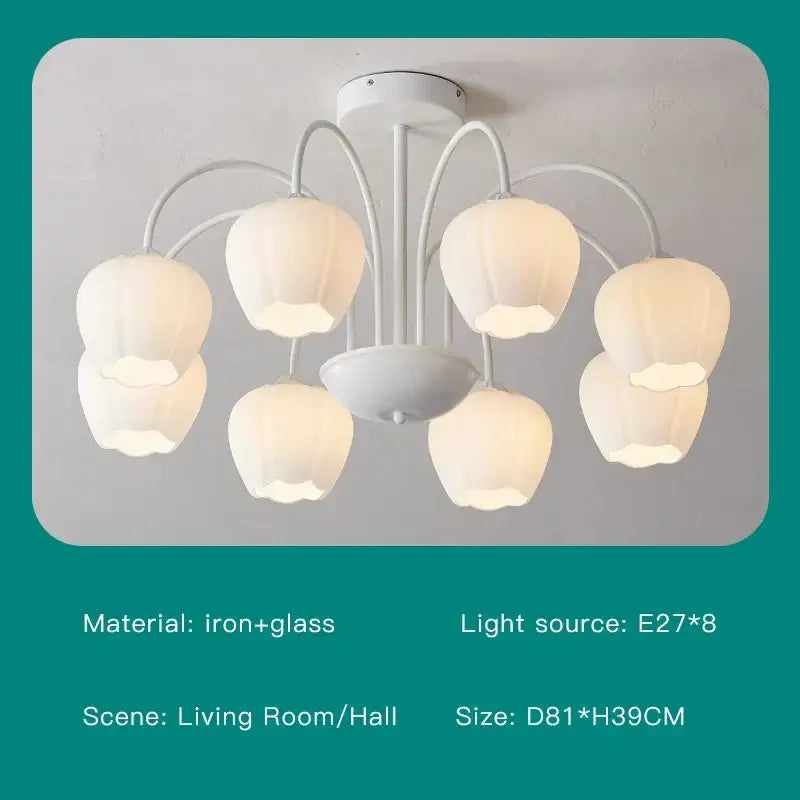 Green White Glass Chandelier