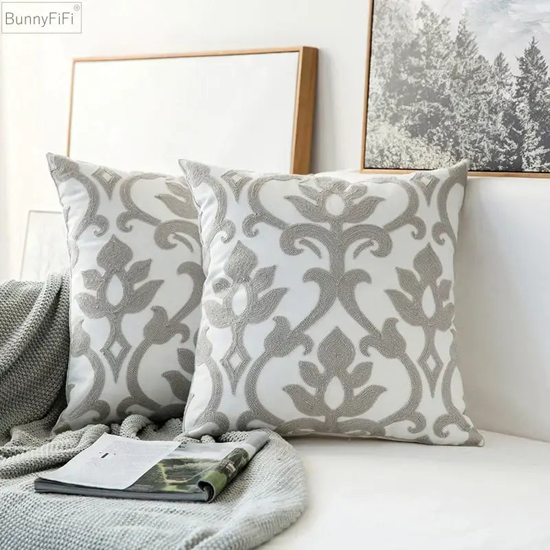 Grey Geometric Cushion Velvet Cover
