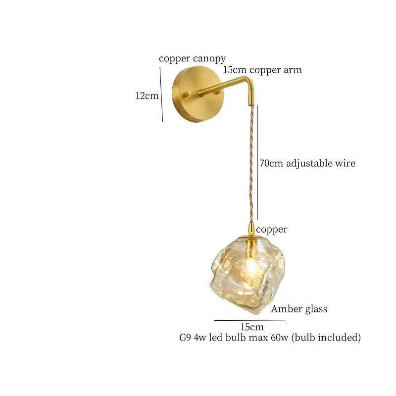 Grey Glass LED Wall Lamp