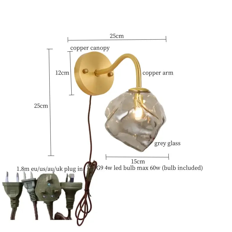 Grey Glass LED Wall Lamp