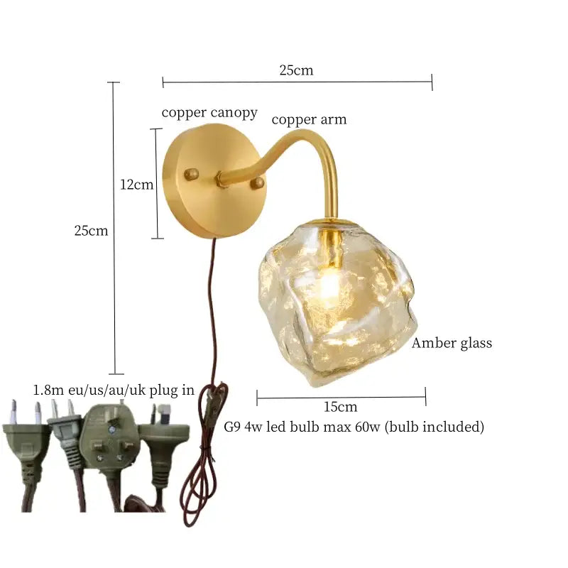 Grey Glass LED Wall Lamp
