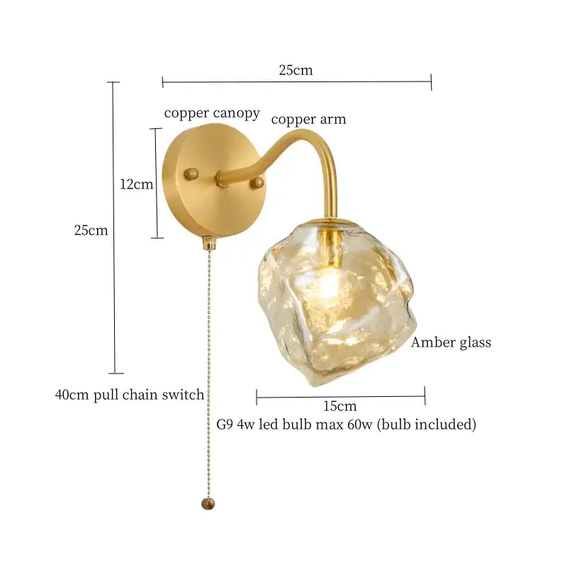 Grey Glass LED Wall Lamp
