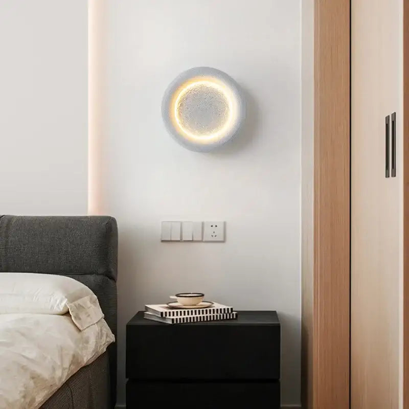 White Gypsum Wall Lamp for Cozy Bedroom Corner