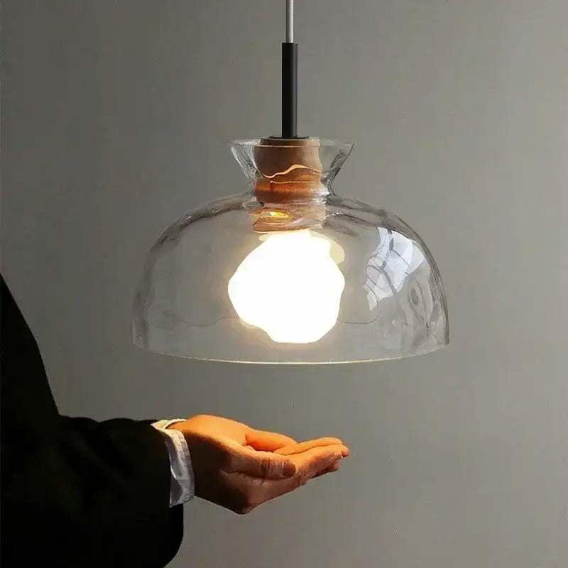 Clear Glass Hammered-Texture Kitchen Pendant Lamp
