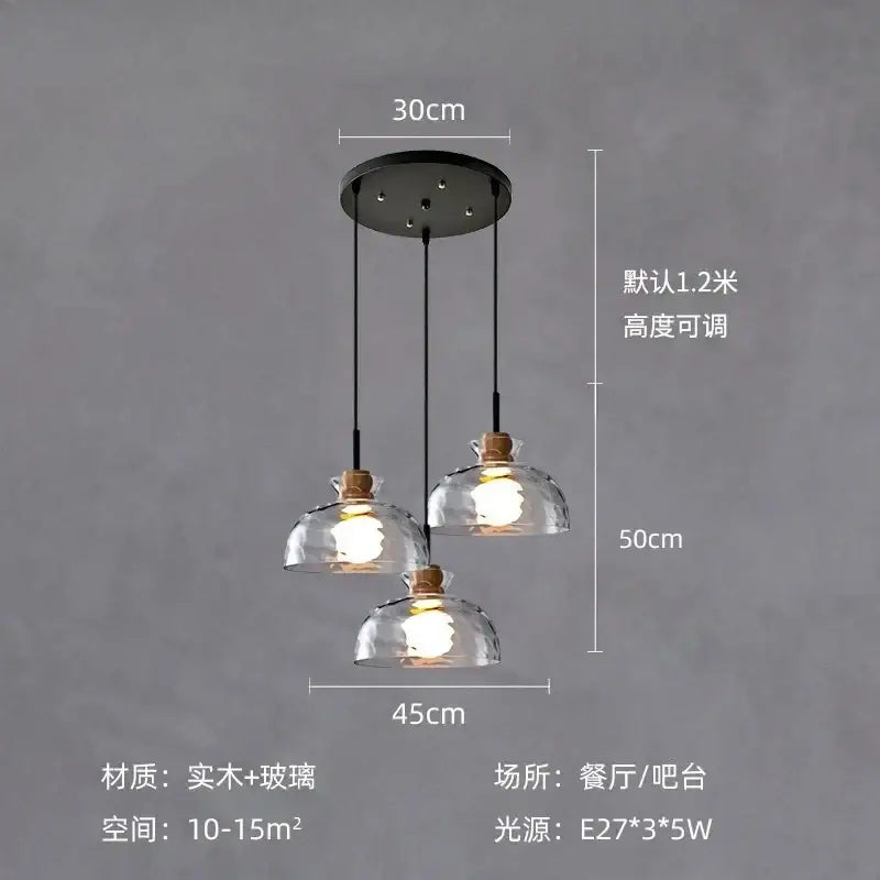 Clear Glass Hammered-Texture Kitchen Pendant Lamp