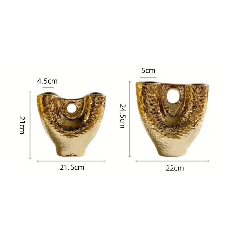 Gold Textured Vase Set