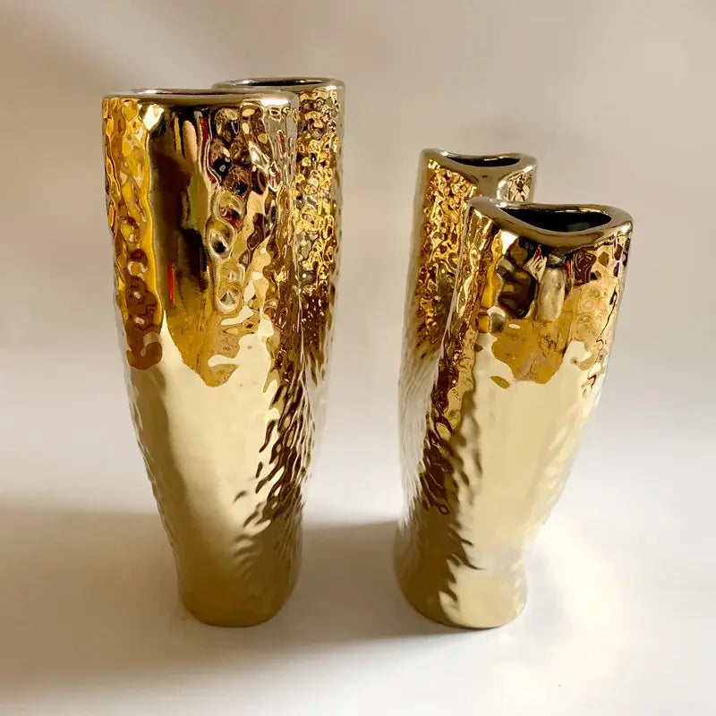 Gold Textured Vase Set