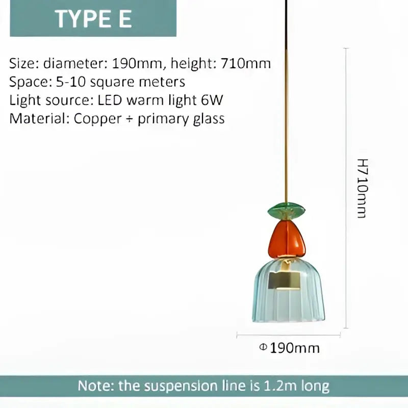 Colorful Glass Pendant Light Hand-Blown for Kitchen