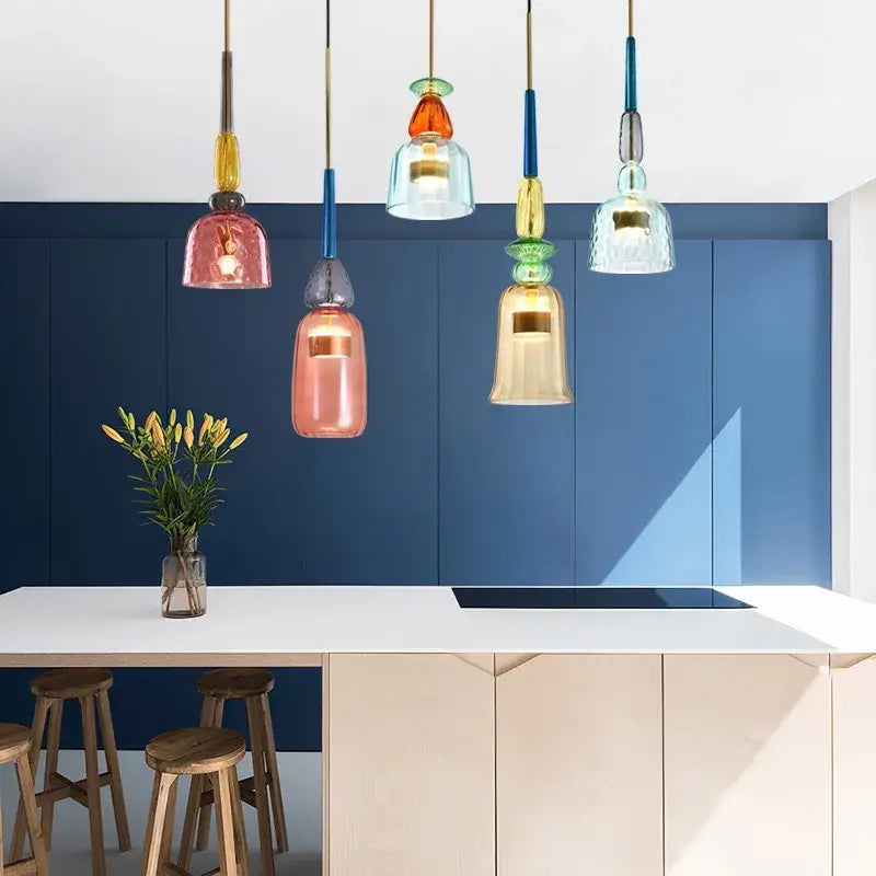 Colorful Glass Pendant Light Hand-Blown for Kitchen
